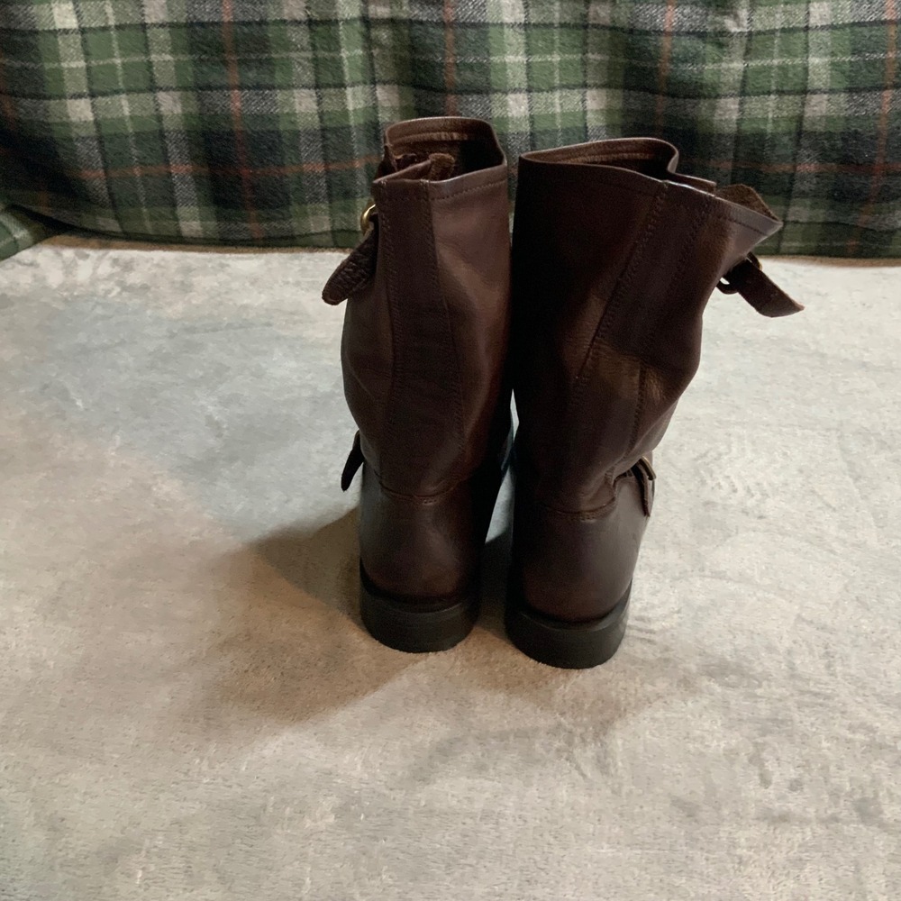 Frye Womens Veronica Short Dk Brown Leather Moto Engineer Boots Size 10 3476509 - Picture 3 of 9
